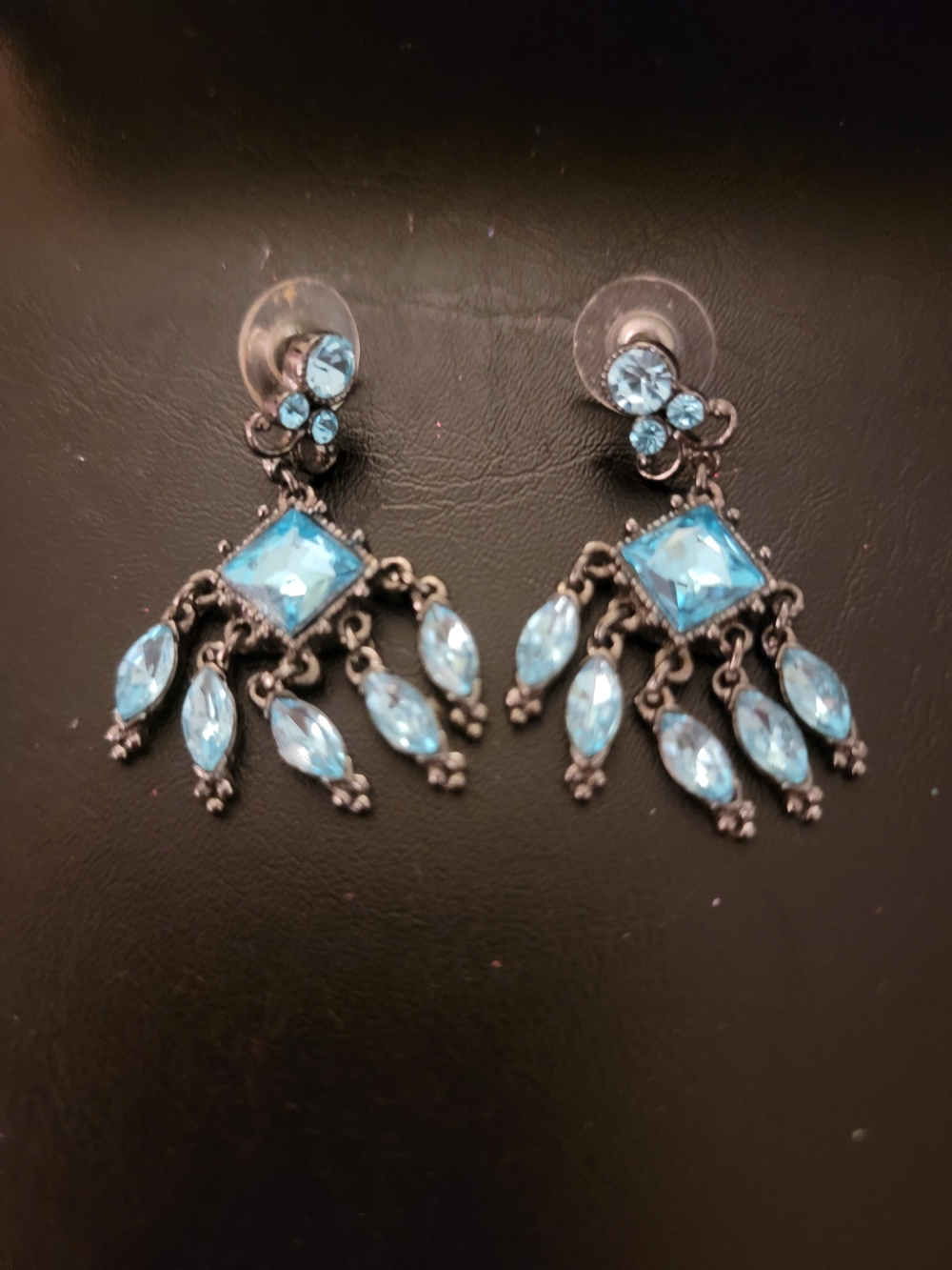Chico's Light Blue Crystal Chandelier Drop Earrings